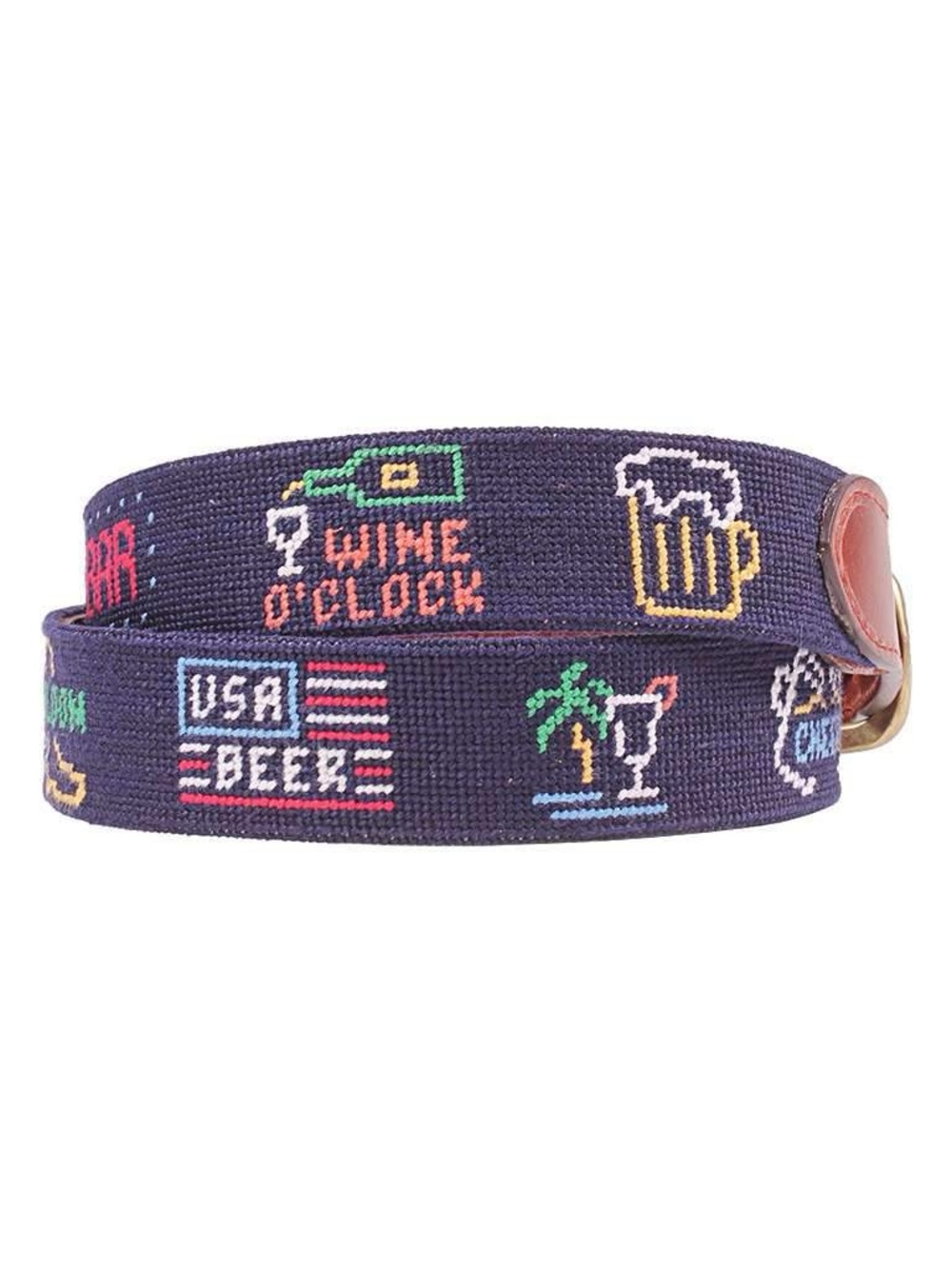 Smathers & Branson Last Call Needlepoint Belt in Midnight Size 36